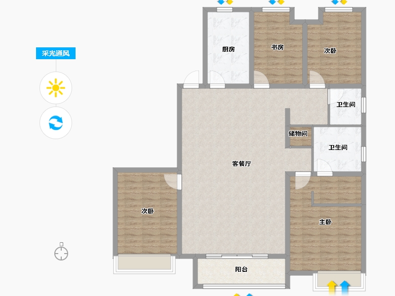 山东省-烟台市-国泰海韵华府-136.80-户型库-采光通风