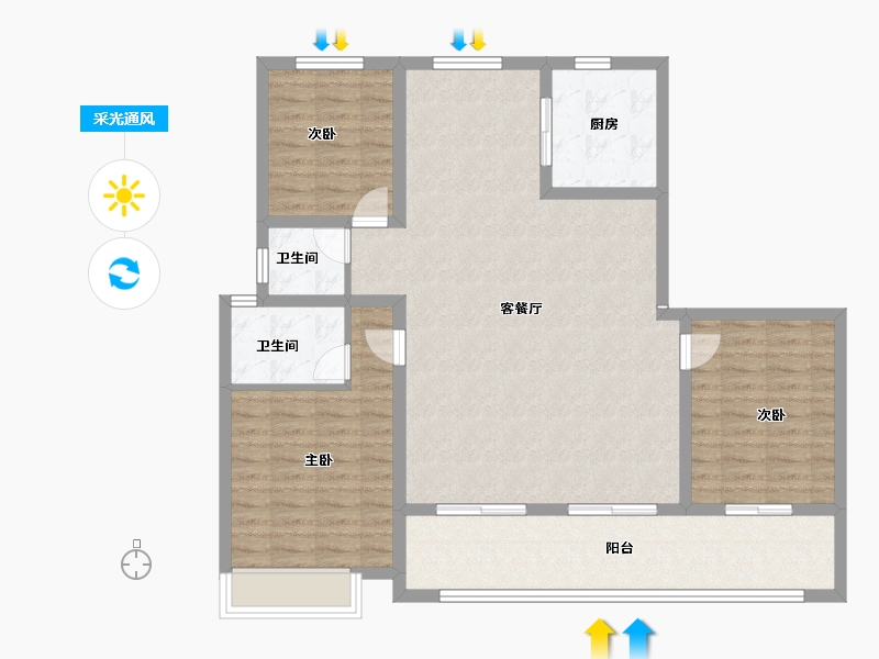 山东省-烟台市-滨湖万丽-111.20-户型库-采光通风