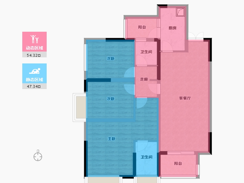 浙江省-金华市-成锦熙锦5号-89.85-户型库-动静分区