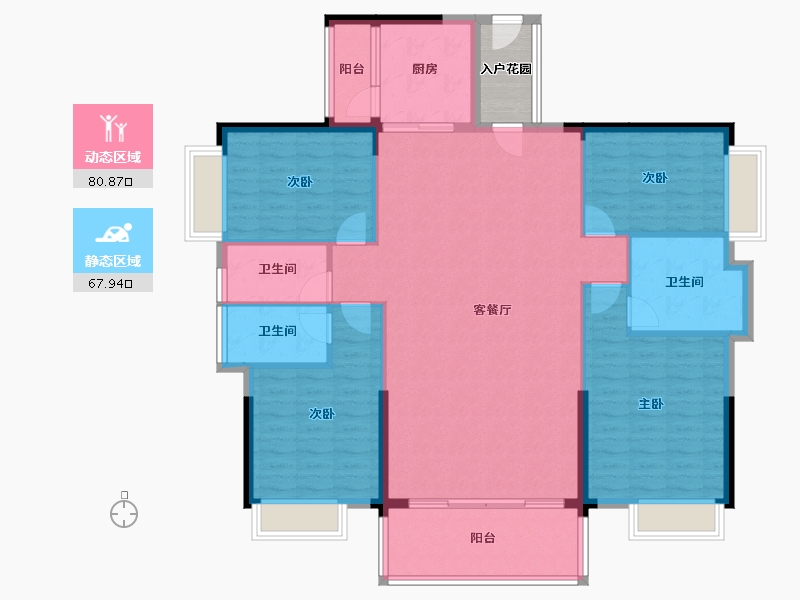 广东省-惠州市-成峰水岸丽都-140.23-户型库-动静分区