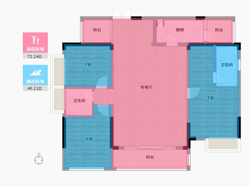 浙江省-金华市-成锦熙锦5号-105.53-户型库-动静分区