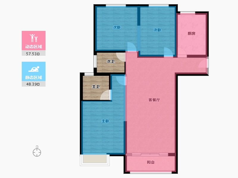 江苏省-镇江市-粤港·臻园-104.51-户型库-动静分区