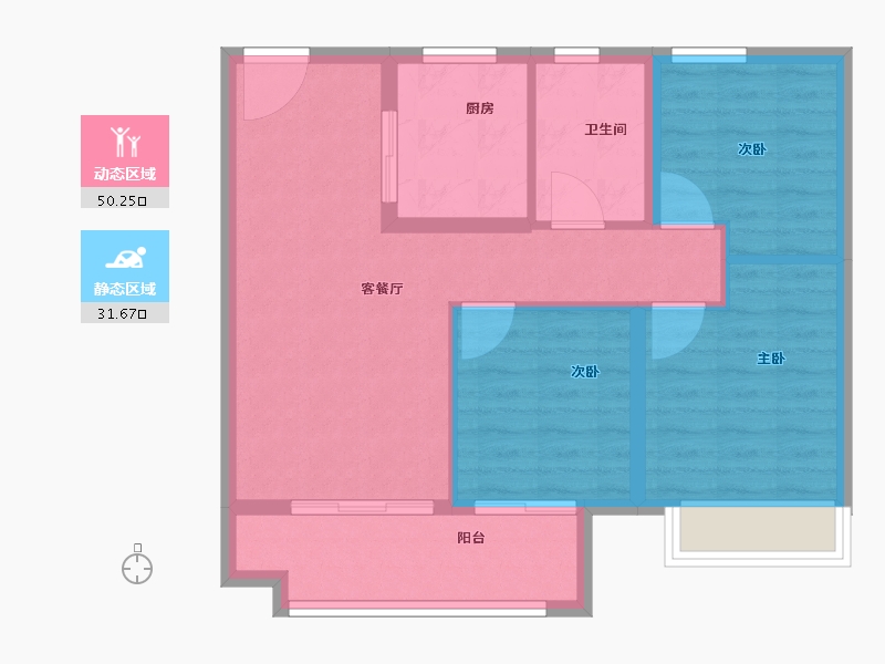 江苏省-镇江市-世茂云图花园-73.60-户型库-动静分区