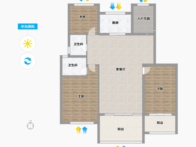 山东省-烟台市-天籁九墅-132.80-户型库-采光通风