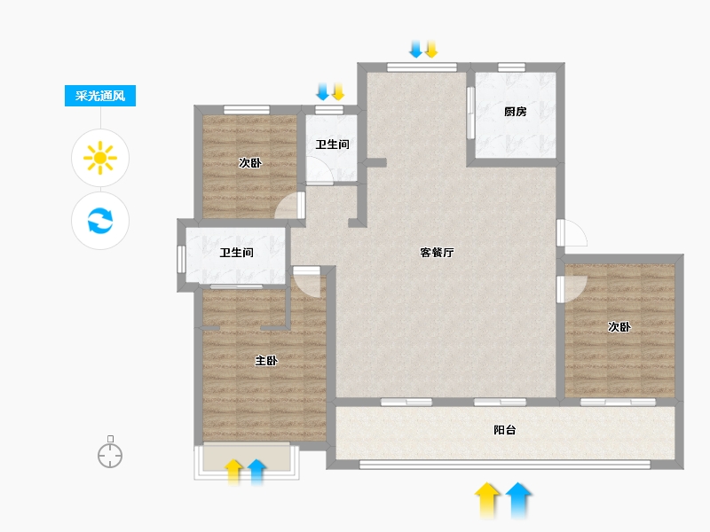 山东省-烟台市-滨湖万丽-118.40-户型库-采光通风