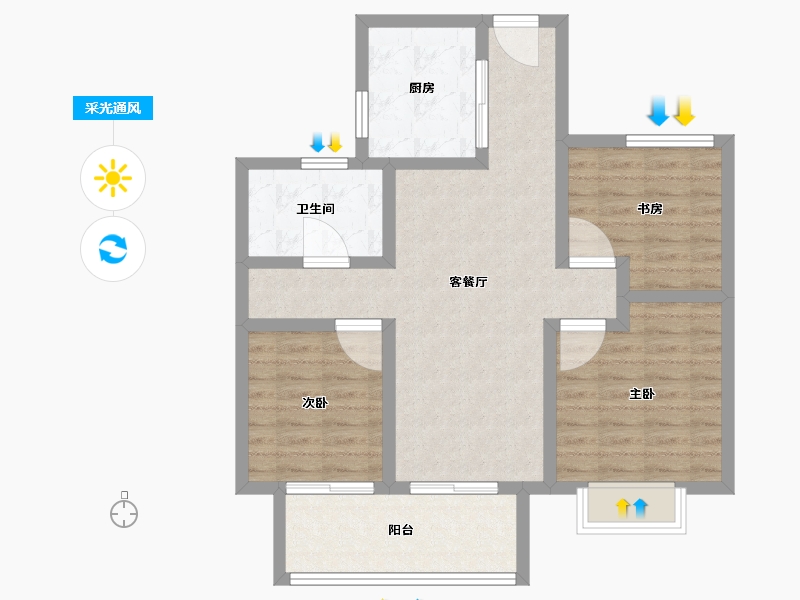 江苏省-宿迁市-华地学府宸樾-81.61-户型库-采光通风