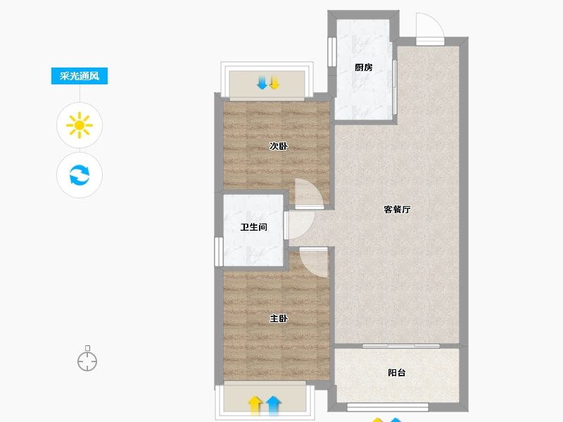 辽宁省-沈阳市-吾悦华府2期-67.00-户型库-采光通风