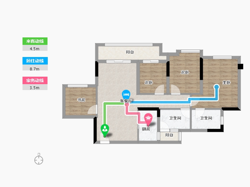 重庆-重庆市-保利麓谷林语-79.39-户型库-动静线