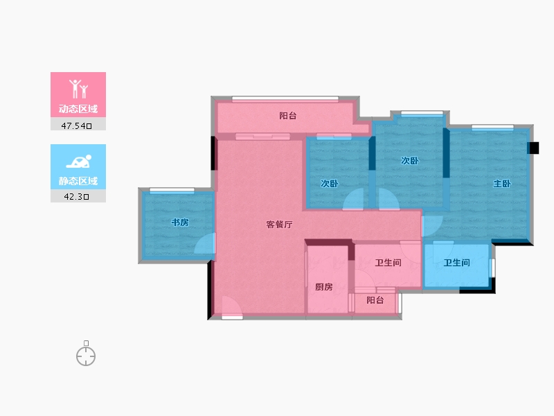 重庆-重庆市-保利麓谷林语-79.39-户型库-动静分区