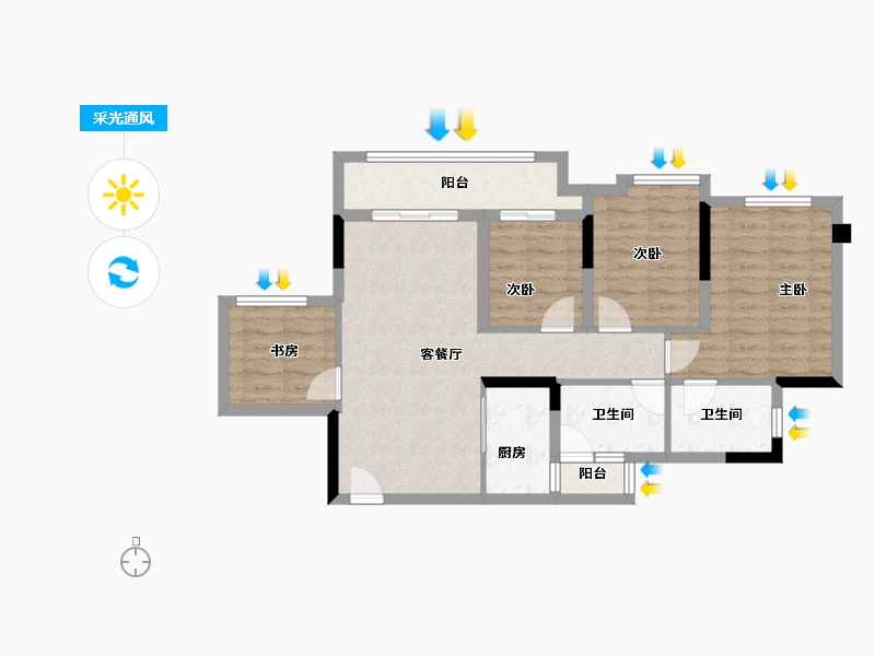 重庆-重庆市-保利麓谷林语-79.39-户型库-采光通风