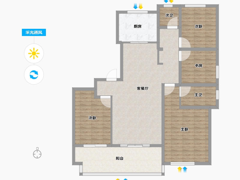 江苏省-镇江市-天怡·紫宸-125.07-户型库-采光通风