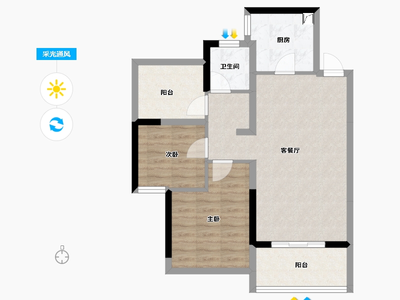 广东省-惠州市-天安珑城三期-64.70-户型库-采光通风