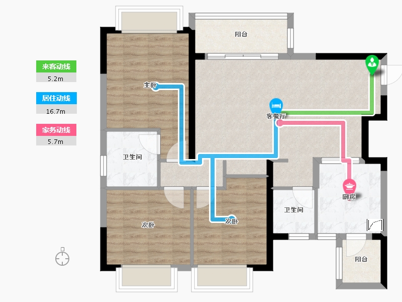 四川省-成都市-恒大御景-88.71-户型库-动静线