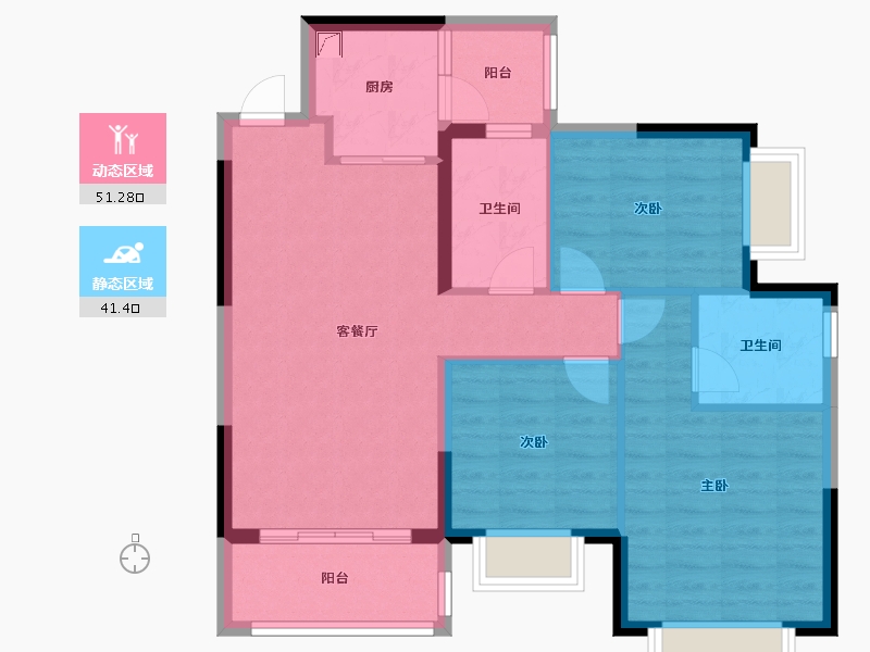 四川省-成都市-恒大御景-82.98-户型库-动静分区