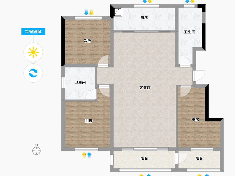 新疆维吾尔自治区-塔城地区-天合家苑小区-三期-123.00-户型库-采光通风