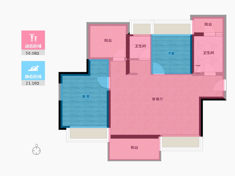 广东省-惠州市-中洲河谷花园-67.90-户型库-动静分区