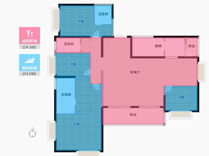 云南省-昆明市-昆明恒大君睿-205.76-户型库-动静分区