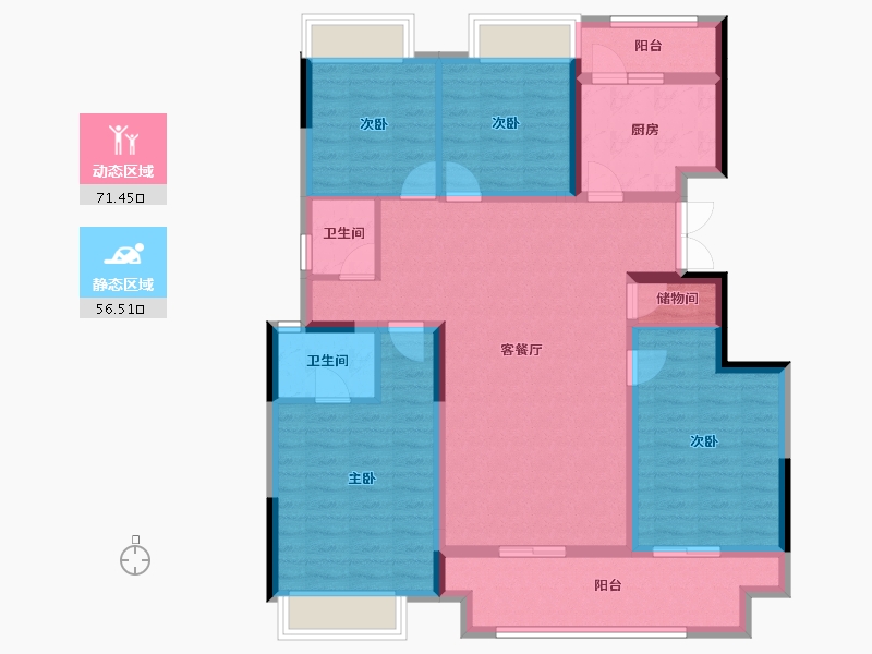 重庆-重庆市-两岸风华-114.38-户型库-动静分区