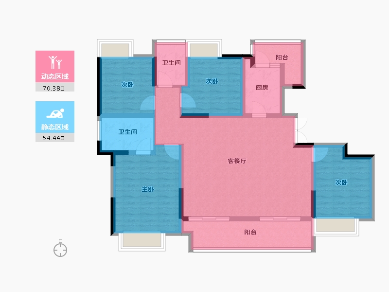 重庆-重庆市-两江曲院风荷-111.36-户型库-动静分区