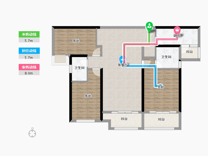 湖北省-襄阳市-民发汉江一品-105.60-户型库-动静线