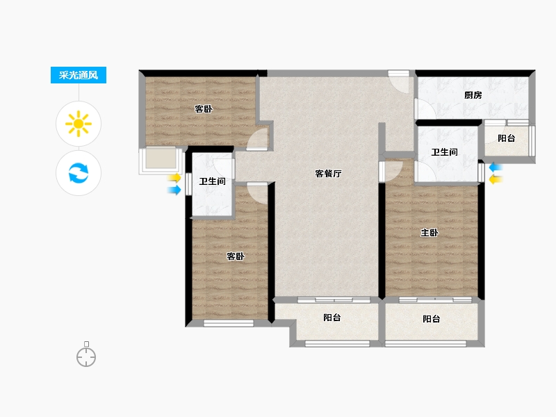 湖北省-襄阳市-民发汉江一品-105.60-户型库-采光通风