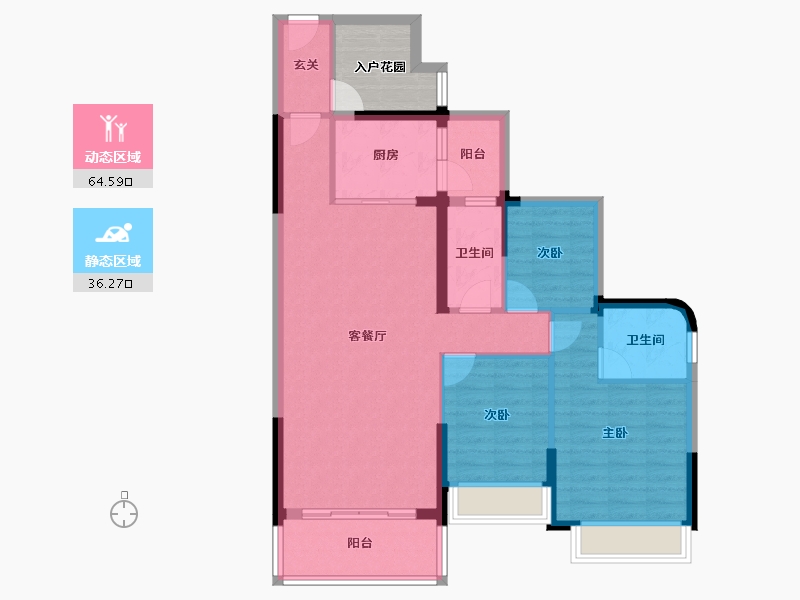 广东省-惠州市-成峰水岸丽都-95.87-户型库-动静分区