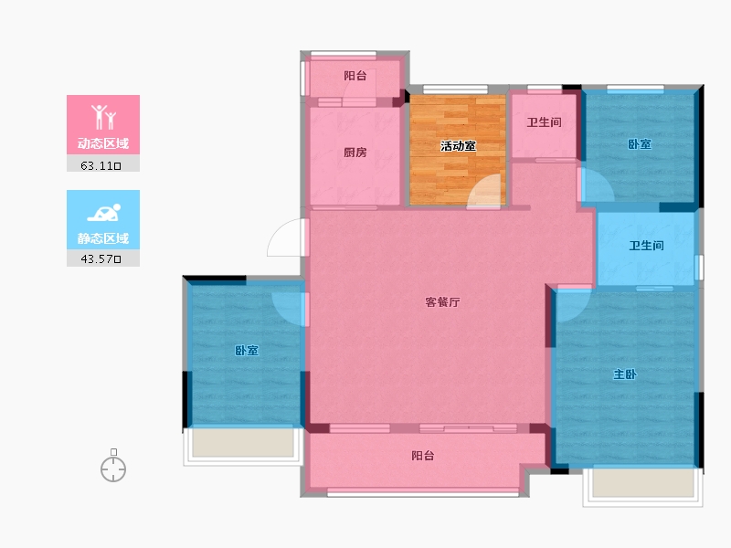 安徽省-马鞍山市-中梁时代江来-103.20-户型库-动静分区