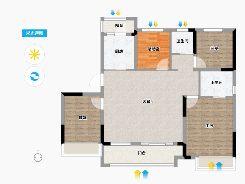 安徽省-马鞍山市-中梁时代江来-103.20-户型库-采光通风