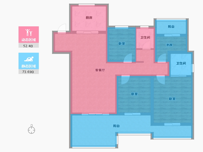 江苏省-镇江市-扬中吾悦广场·迎宾府-112.00-户型库-动静分区