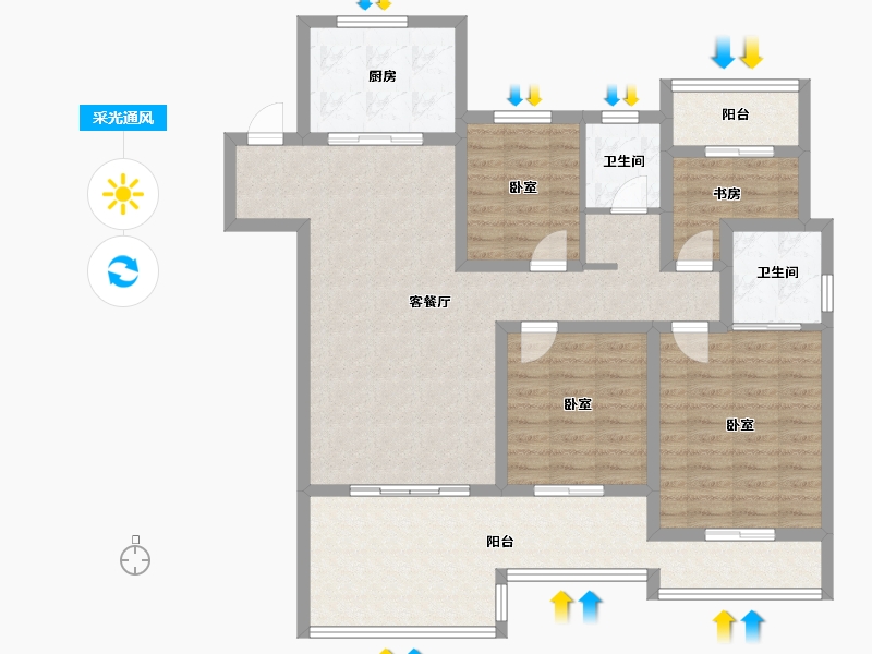 江苏省-镇江市-扬中吾悦广场·迎宾府-112.00-户型库-采光通风