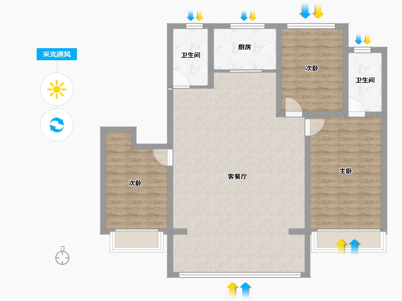 山东省-烟台市-大栖地-104.80-户型库-采光通风