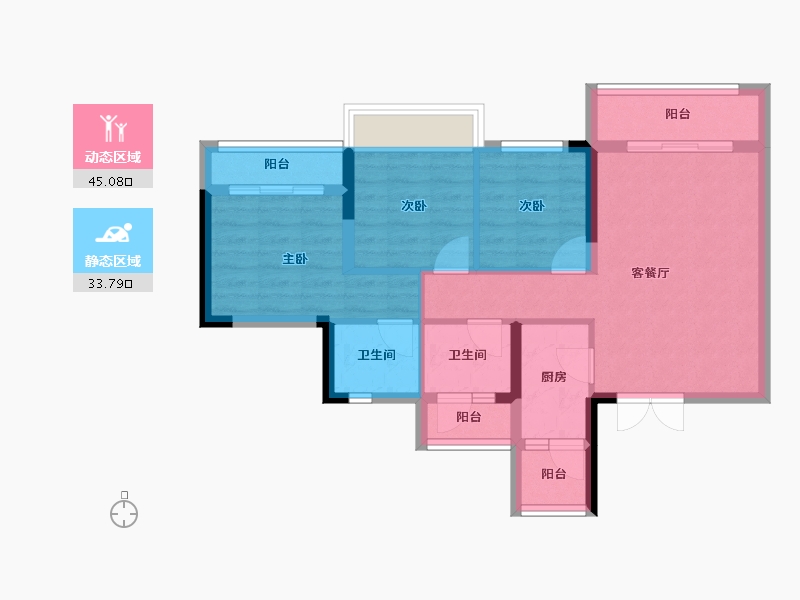 四川省-自贡市-贝蒙·玖龙天玺-69.44-户型库-动静分区