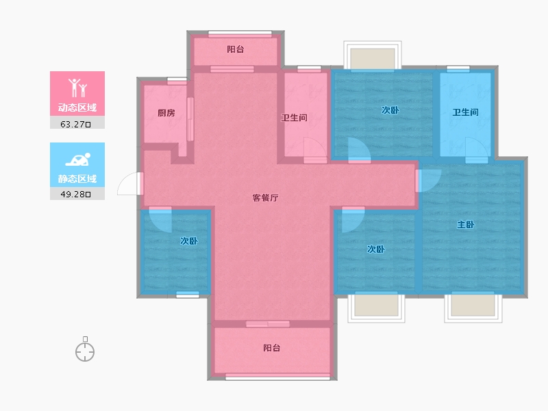 湖南省-湘潭市-​吉润华府-98.95-户型库-动静分区