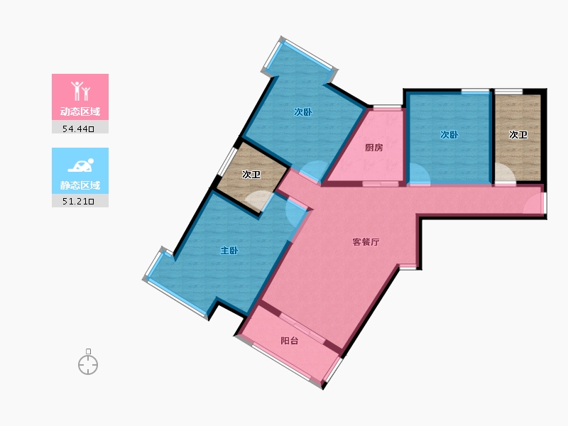 江苏省-镇江市-粤港·臻园-106.52-户型库-动静分区