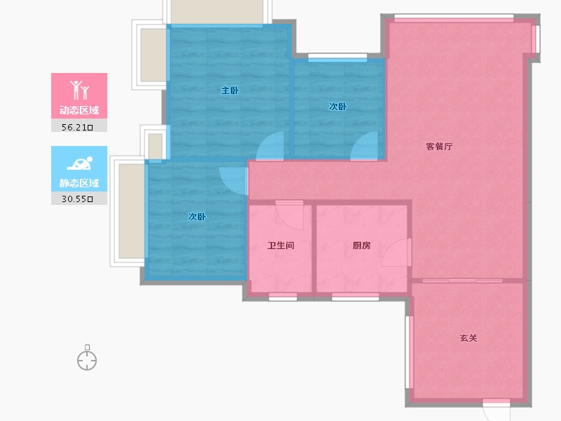 广东省-珠海市-华发新城六期-69.52-户型库-动静分区