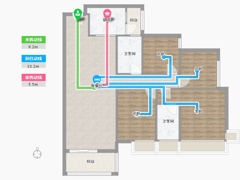 广东省-佛山市-雅瑶绿洲-104.00-户型库-动静线