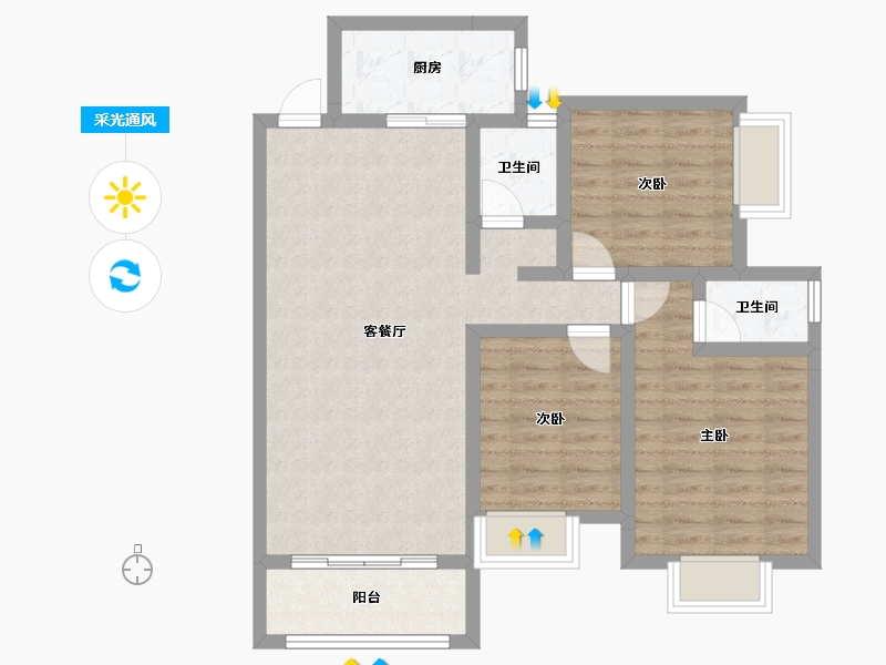 湖南省-湘潭市-​吉润华府-82.09-户型库-采光通风