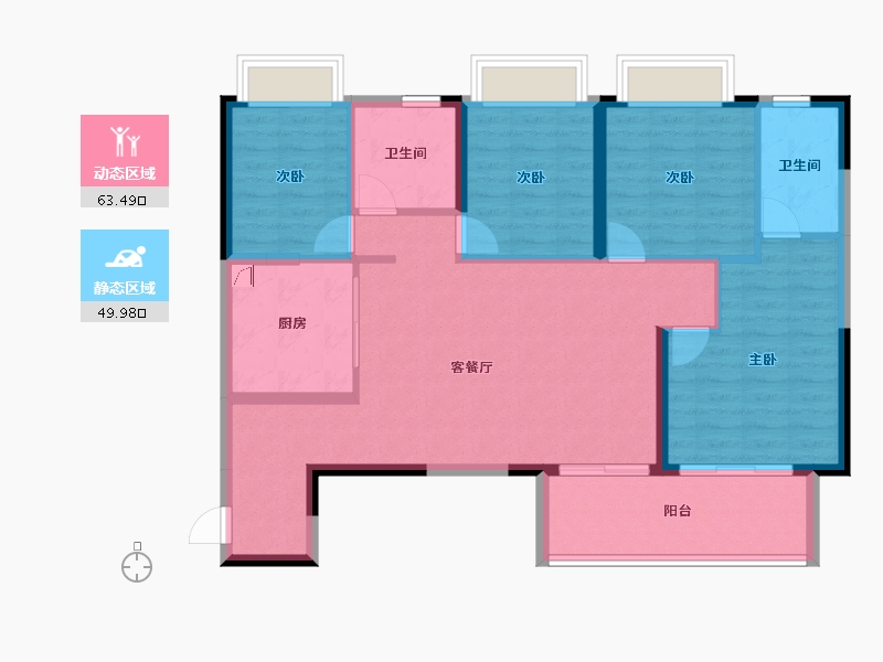 四川省-成都市-恒大林溪郡-102.30-户型库-动静分区