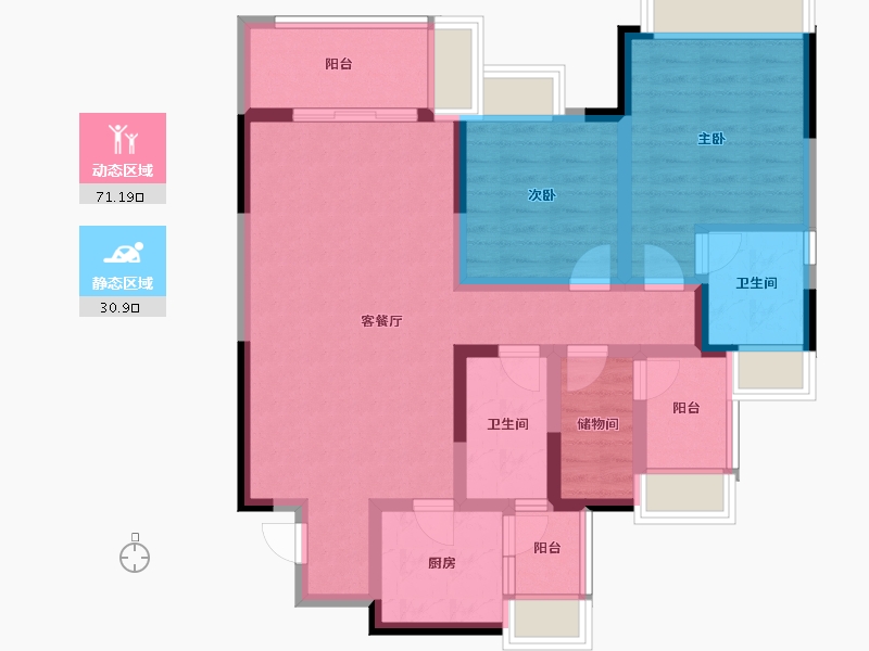 四川省-成都市-融创春风十里-89.53-户型库-动静分区