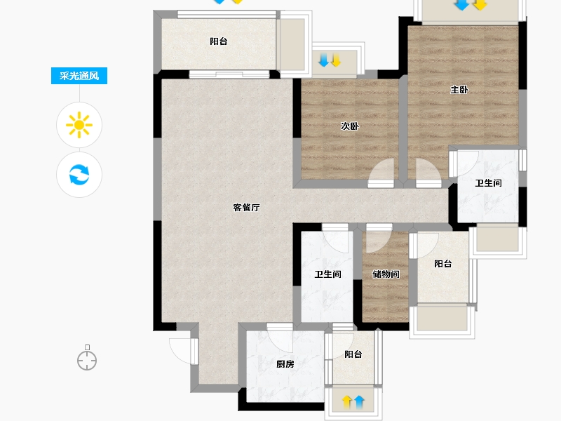 四川省-成都市-融创春风十里-89.53-户型库-采光通风