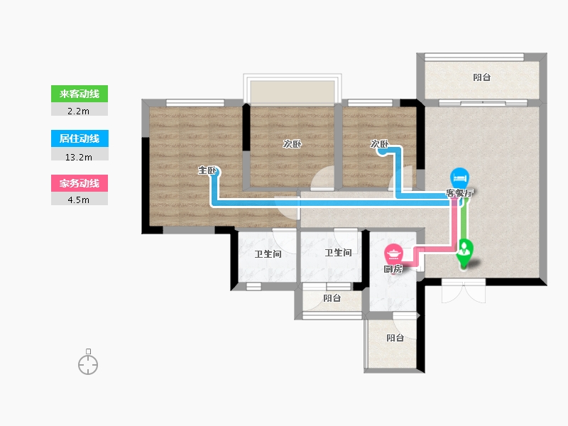 四川省-自贡市-贝蒙·玖龙天玺-75.42-户型库-动静线