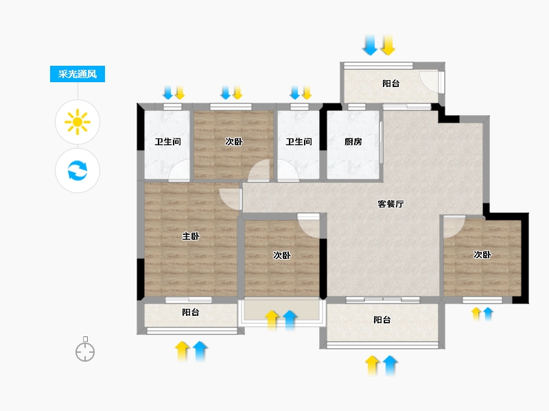 四川省-自贡市-贝蒙·玖龙天玺-93.62-户型库-采光通风