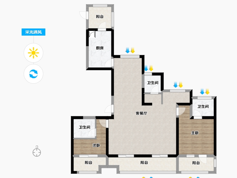 浙江省-金华市-中南樾府-120.00-户型库-采光通风