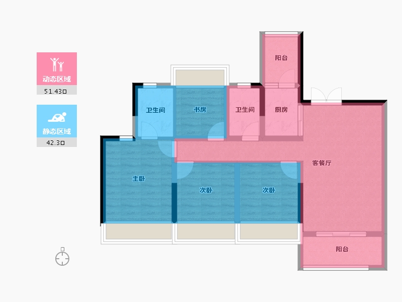 四川省-自贡市-贝蒙·玖龙天玺-82.62-户型库-动静分区