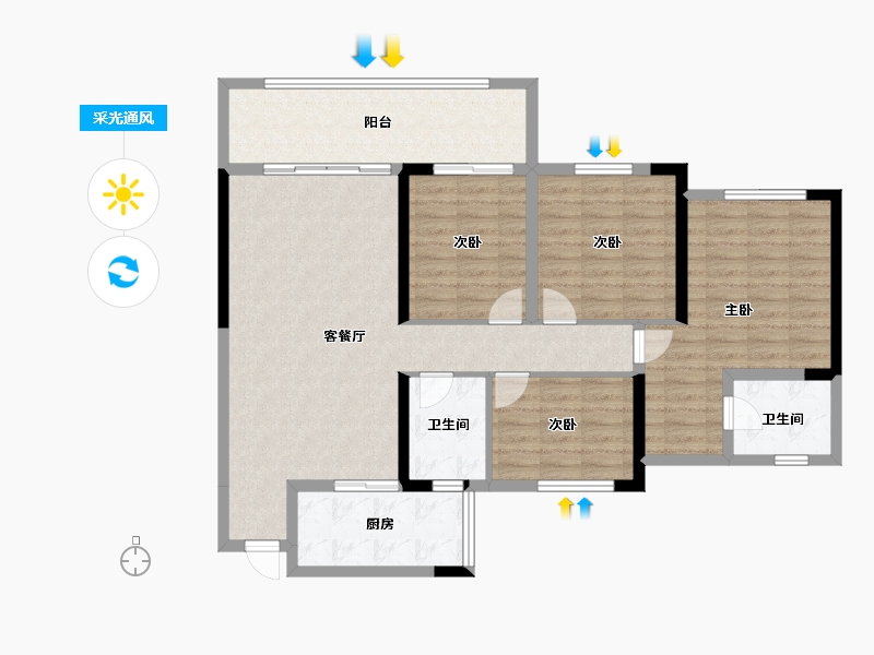 四川省-宜宾市-远达兰庭-112.63-户型库-采光通风