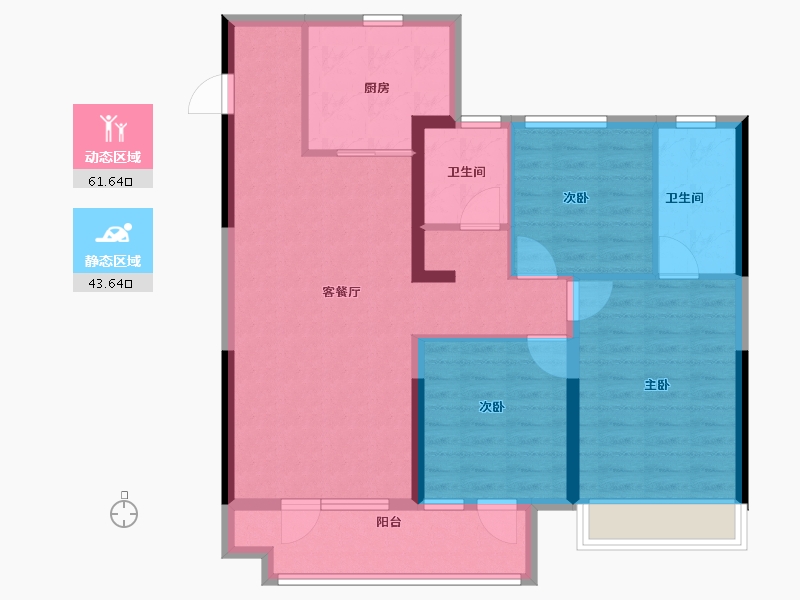 山东省-烟台市-旭辉银盛泰辉盛岚湾-94.40-户型库-动静分区