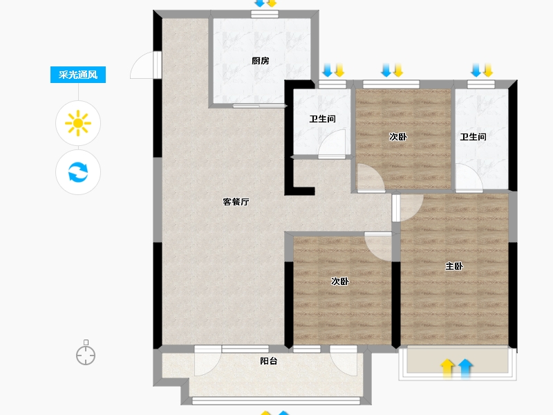 山东省-烟台市-旭辉银盛泰辉盛岚湾-94.40-户型库-采光通风