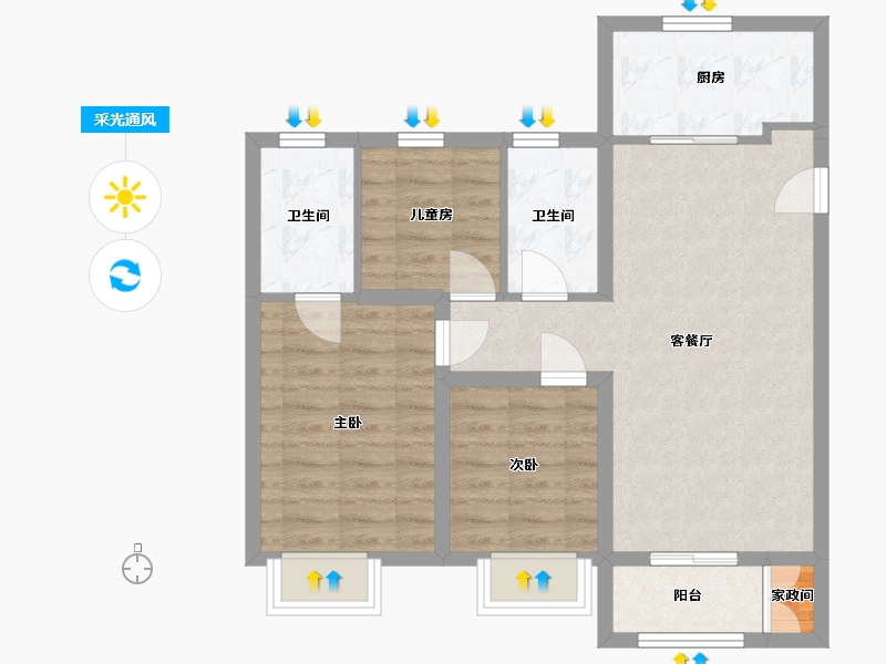 山西省-太原市-保利金地迎泽上品-82.00-户型库-采光通风