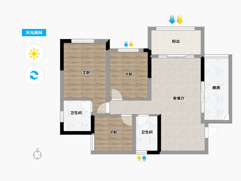 四川省-宜宾市-远达兰庭-79.06-户型库-采光通风