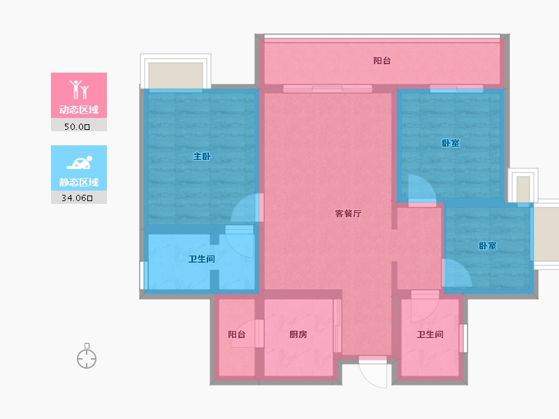 四川省-成都市-辰兴锦城国际-73.55-户型库-动静分区